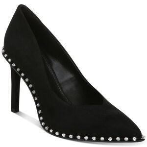 Rhinestone Pumps Black Micro Suede 5M
